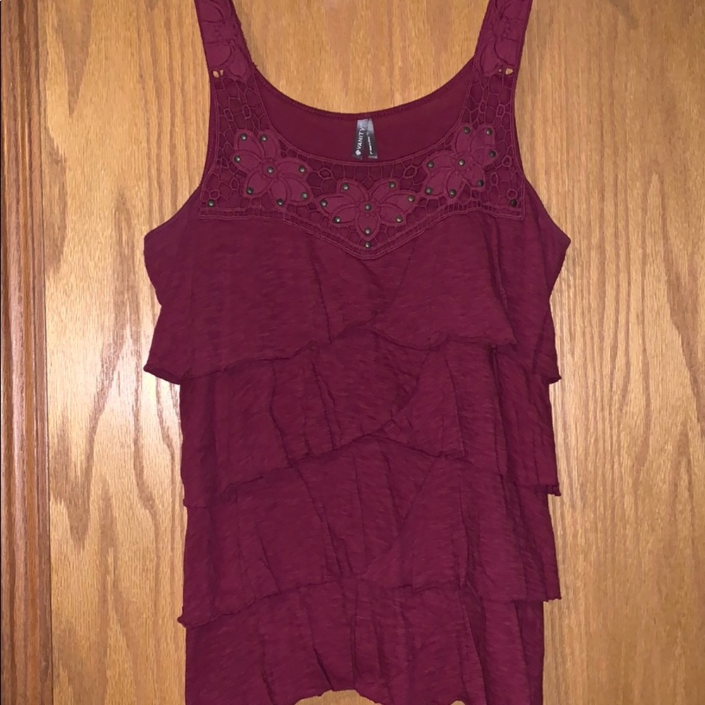 Burgundy Tiered Tank Top